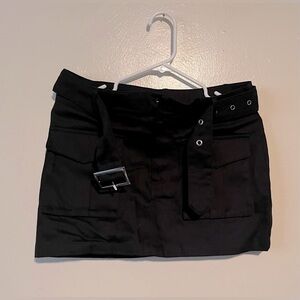 Shein Black Mini Skirt With Belt